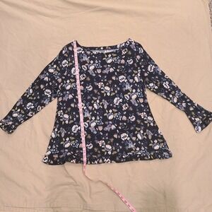 Floral Long Sleeved Top Shirt LOFT Large